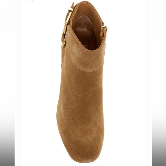 Franco Sarto Kline suede leather double buckle block heel booties ankle Sz 8 - Picture 3 of 14